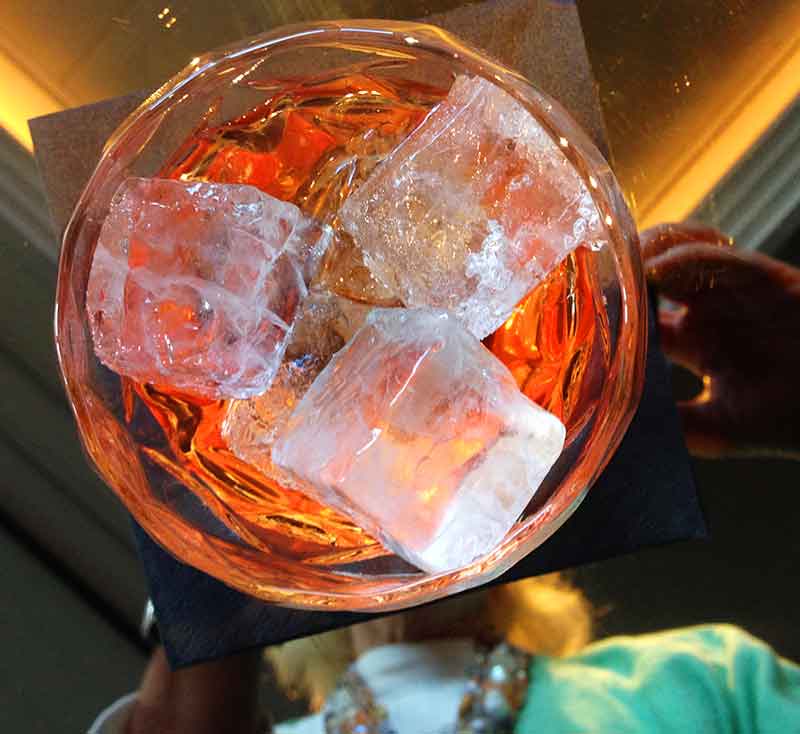 The BC3 negroni - described on the menu as a 'bittersweet, boozy sipper'