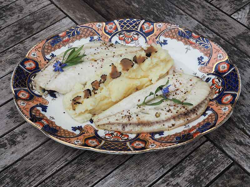 baked turbot with truffled potatoes recipe