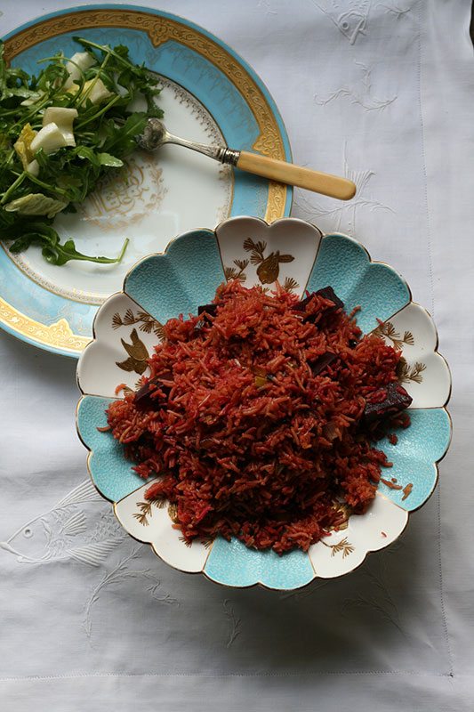 Ruby beetroot pilaf inspired by An Evil Eye