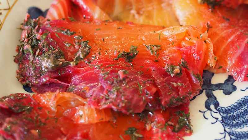 recipe for beetroot and gin cured salmon