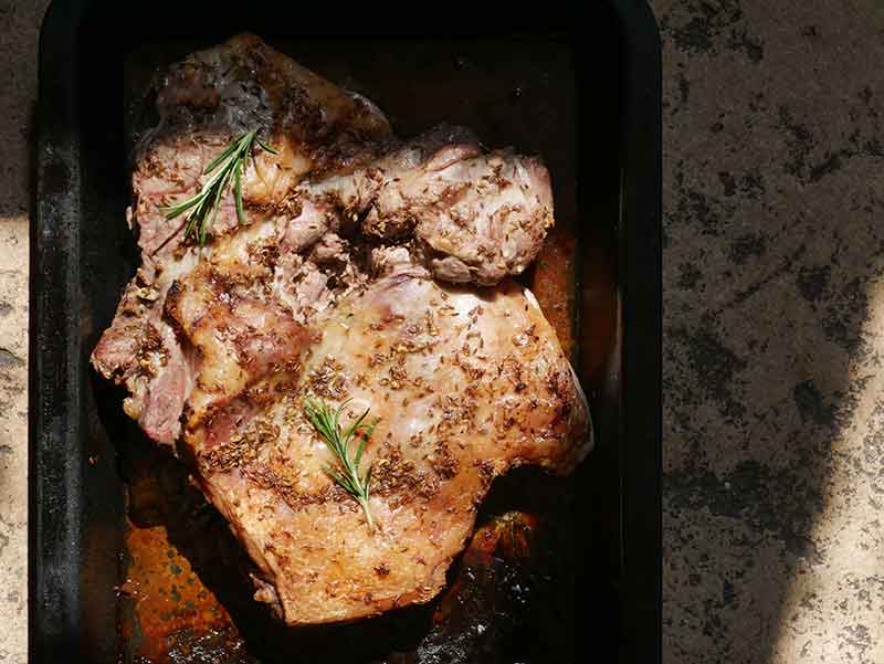 Roast butterflied lamb