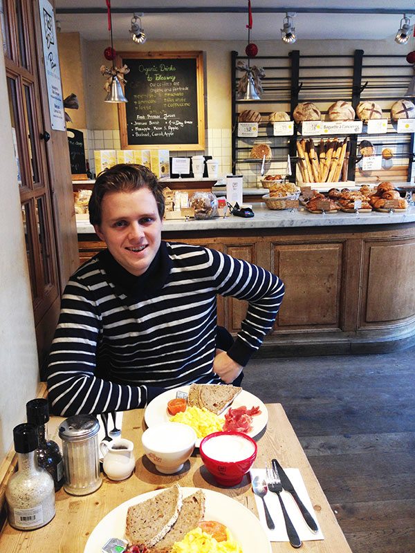 At Le Pain Quotidien they serve their scrambled eggs with crispy pancetta