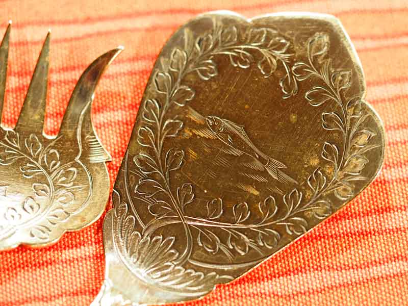 Victorian silver fish slice and fork