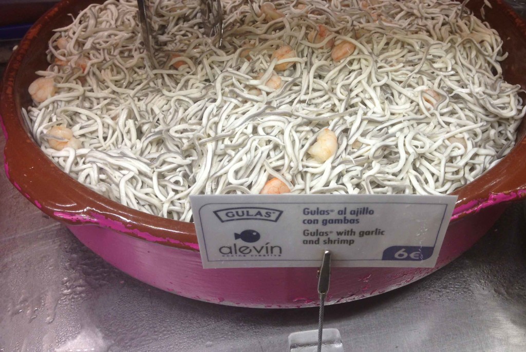 elvers on sale at the Mercado San Miguel in Madrid