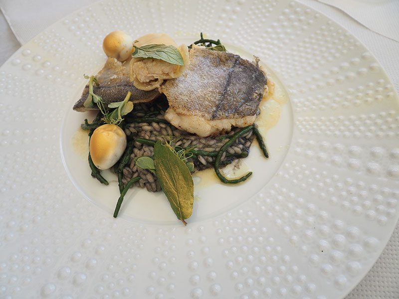 Harrison Barraclough's squid ink risotto with haddock and quails' eggs