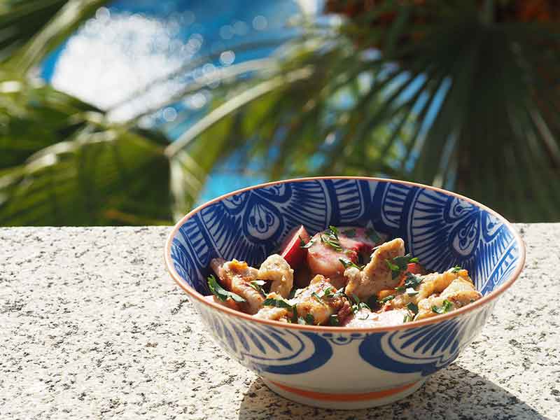 chicken with chilli and peaches recipe