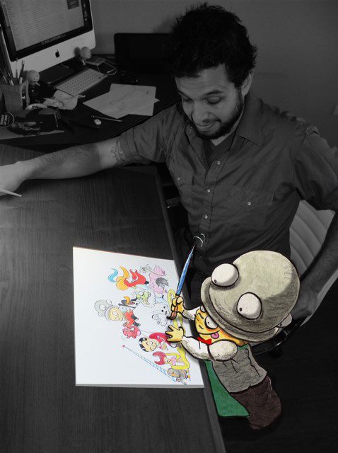 Jose at work on the illustrations