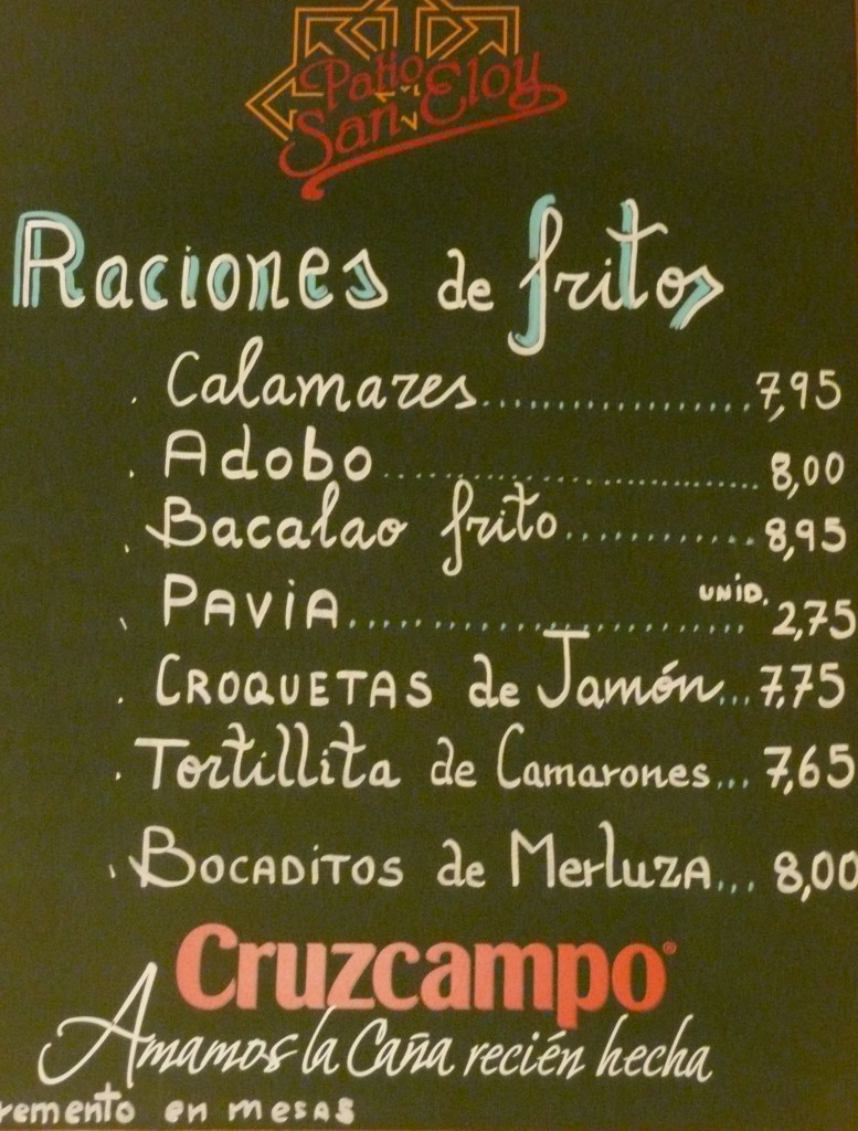 tapas menu